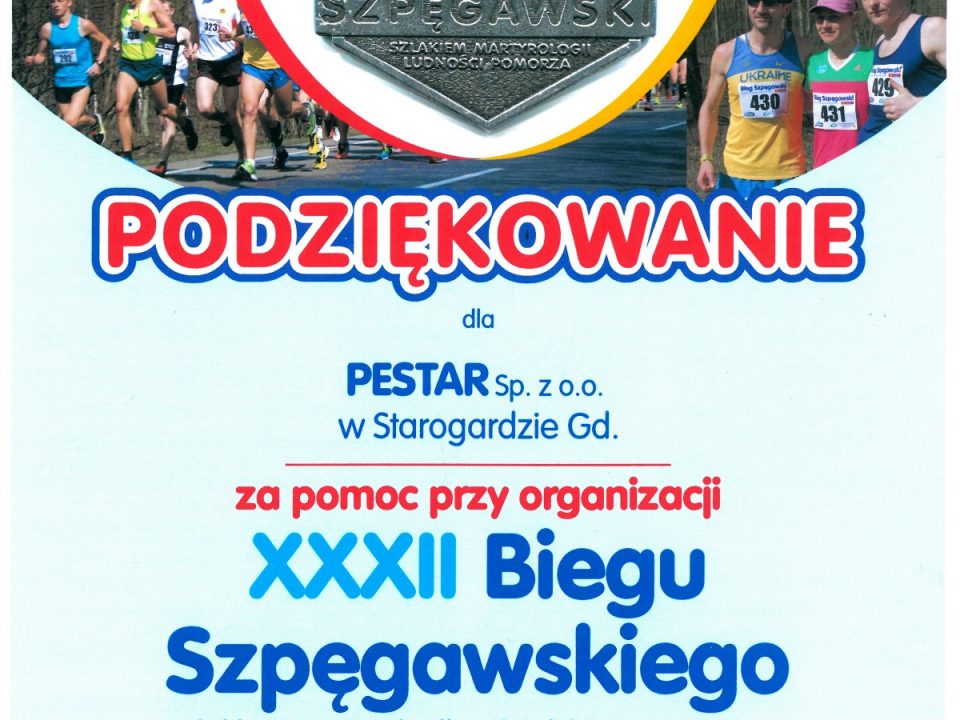 Podziękowanie za pomoc w organizacji imprezy